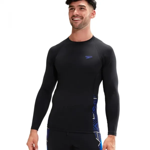 Speedo eco end+ splice rash top black/chroma blue/white s