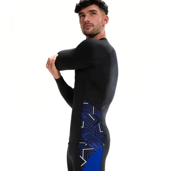Speedo eco end+ splice rash top black/chroma blue/white s