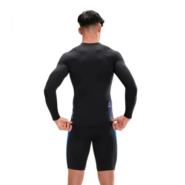 Speedo eco end+ splice rash top black/chroma blue/white s