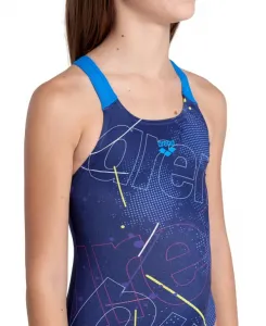 Arena girls galactics swimsuit swim pro back navy/blue river 116cm