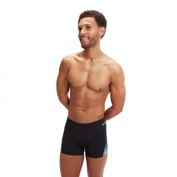 Speedo allover digi v-cut aquashort black/true cobalt s - uk32