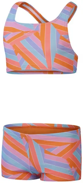 Speedo allover 2 piece boyleg short girls orange/blue 128cm