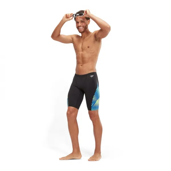 Speedo allover digi v-cut jammer black/true cobalt s - uk32