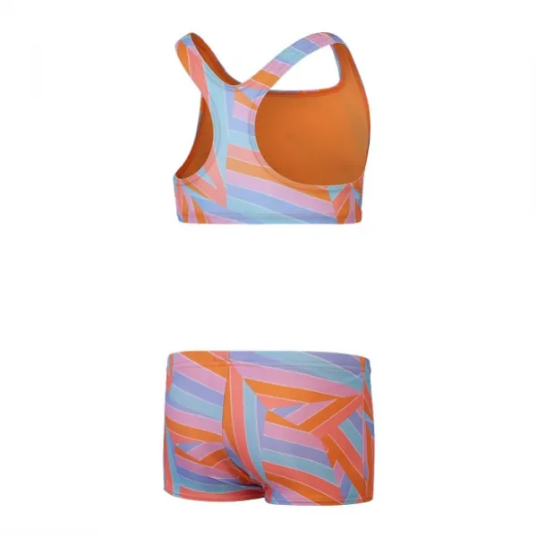 Speedo allover 2 piece boyleg short girls orange/blue 128cm