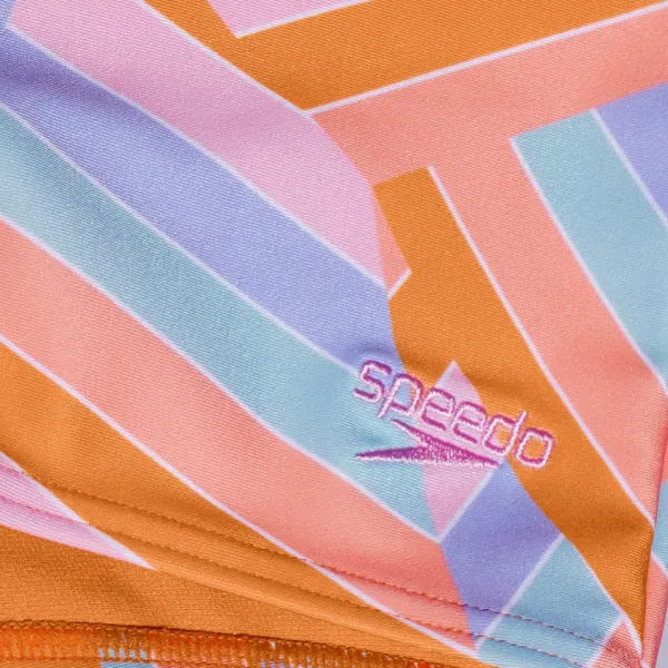 Speedo allover 2 piece boyleg short girls orange/blue 128cm