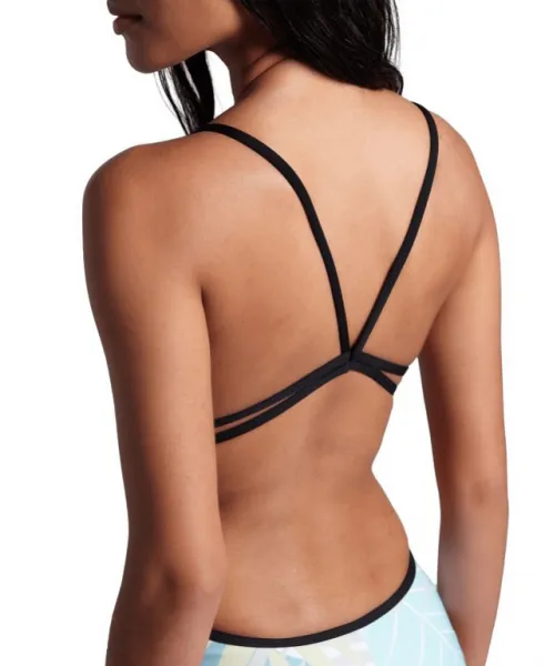 Arena light floral swimsuit lace back black/white multi xl - uk38
