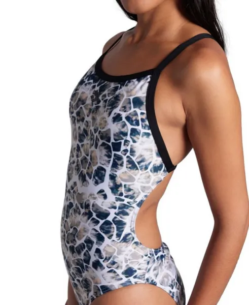 Arena earth swimsuit xcross back black/white multi l - uk36