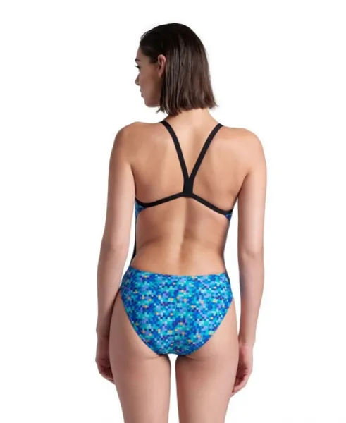 Arena pooltiles swimsuit challenge back black/blue multi xl - uk38