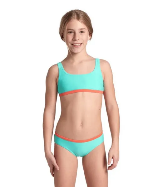 Arena essentials bralette bikini girls water/calypso coral 140cm