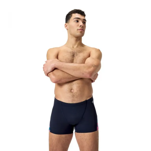 Speedo allover digi v-cut aquashort black/red s - uk32