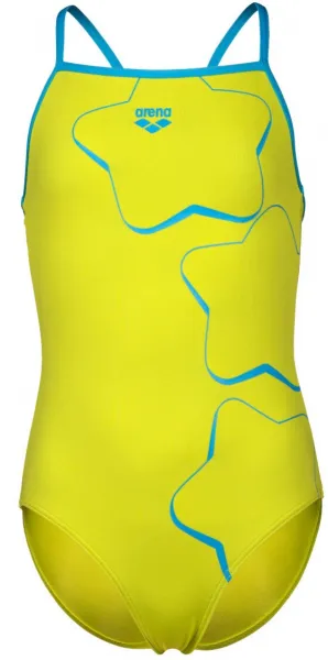 Arena star graphic swimsuit lightdrop back girls lime 116cm