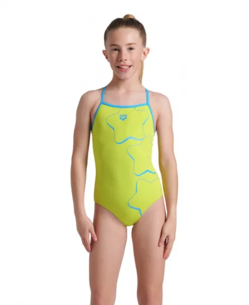 Arena star graphic swimsuit lightdrop back girls lime 116cm