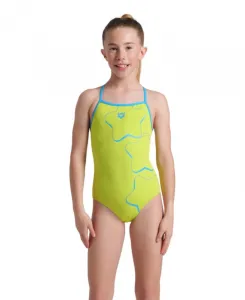 Arena star graphic swimsuit lightdrop back girls lime 116cm