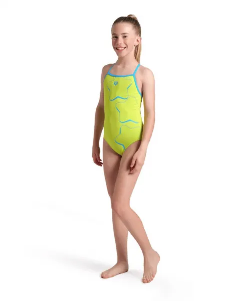 Arena star graphic swimsuit lightdrop back girls lime 116cm