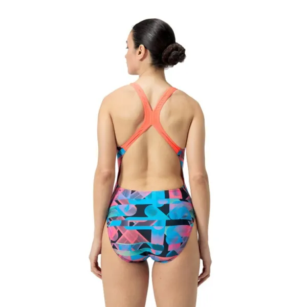 Speedo allover digital powerback one piece siren red/picton blue s -