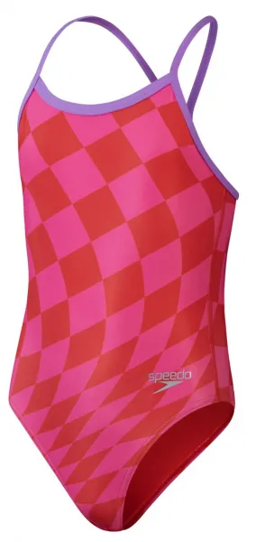 Speedo allover digital vback girls watermelon/flare pink 164cm