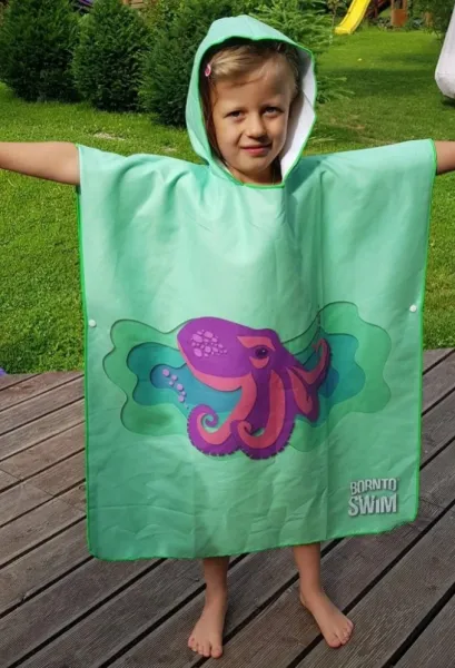 Borntoswim octopus poncho junior green s