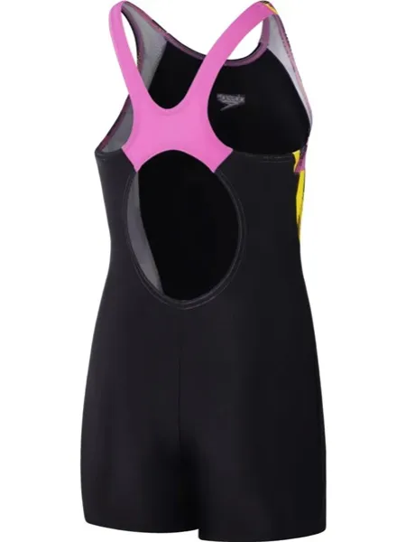 Speedo printed panel legsuit girls black/pink 128cm