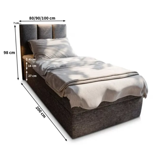 Čalúnená posteľ boxspring MERALIS 90x200 cm hnedá Matrac: Bonell pružinová matrac