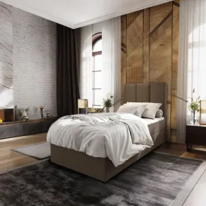 Čalúnená posteľ boxspring MERALIS 90x200 cm hnedá Matrac: Bonell pružinová matrac