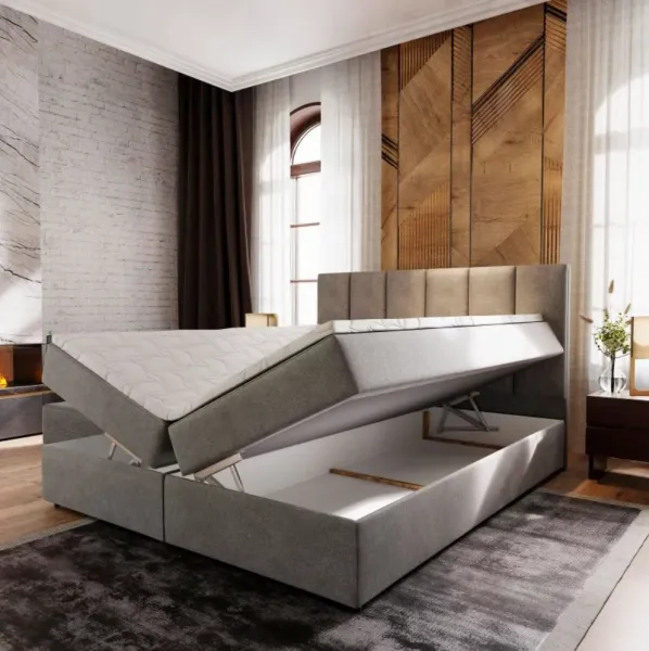 Čalúnená posteľ boxspring MERALIS 180x200 cm hnedá Matrac: Bonell pružinová matrac