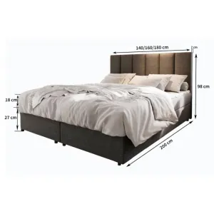 Čalúnená posteľ boxspring MERALIS 180x200 cm hnedá Matrac: Bonell pružinová matrac