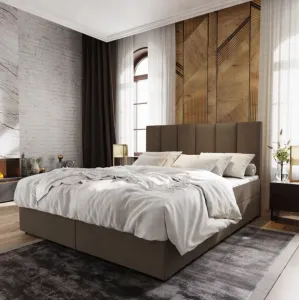 Čalúnená posteľ boxspring MERALIS 180x200 cm hnedá Matrac: Bonell pružinová matrac