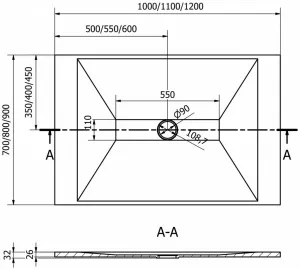 MEXEN/S - Toro obdĺžniková sprchová vanička SMC 110 x 80, čierna, mriežka čierna 43708011-B