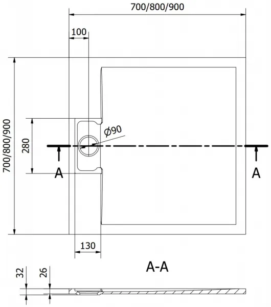 MEXEN - Otto štvorcová sprchová vanička SMC 80 x 80, biela 4N108080