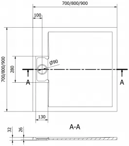 MEXEN - Otto štvorcová sprchová vanička SMC 80 x 80, biela 4N108080