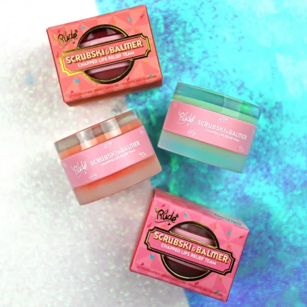 Rude Cosmetics Scrubski & Balmer balzam a peeling na pery odtieň Grapefruit 7.5 g