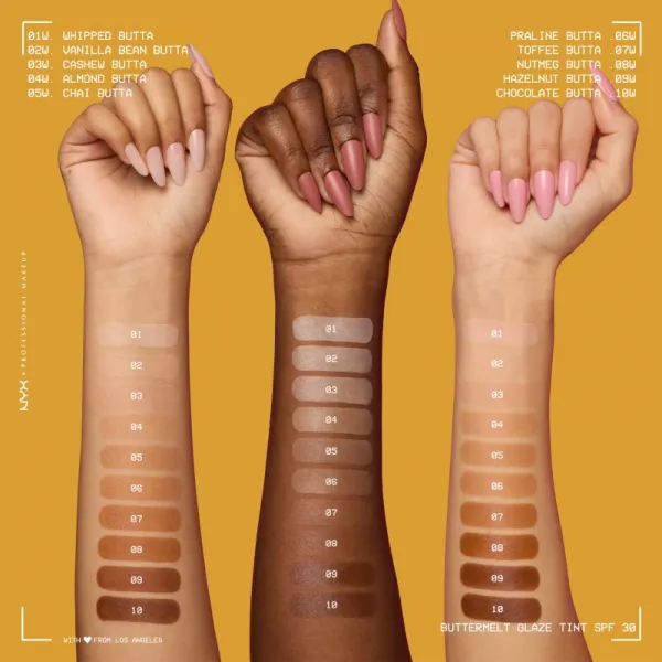 NYX Professional Makeup Buttermelt Glaze rozjasňujúci tónovací fluid SPF 30 odtieň 07 toffee Butta ml