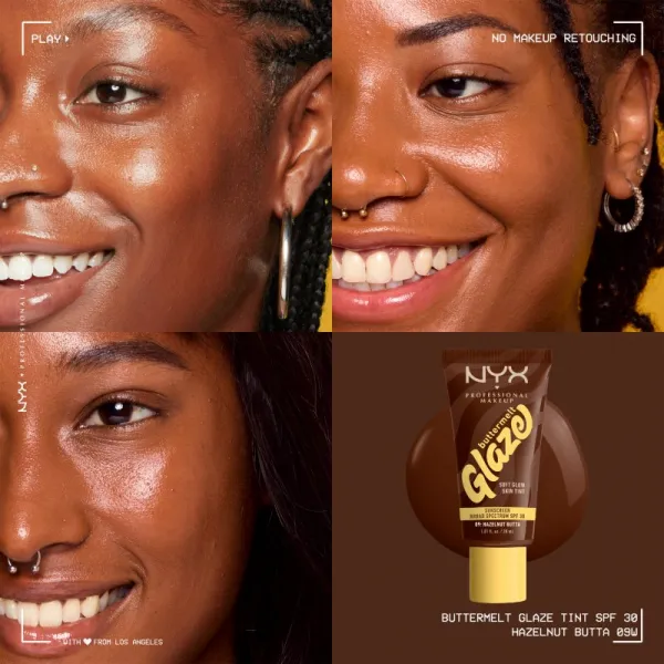 NYX Professional Makeup Buttermelt Glaze rozjasňujúci tónovací fluid SPF 30 odtieň 09 Hazelnut Butta ml