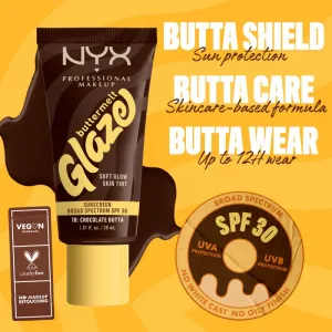 NYX Professional Makeup Buttermelt Glaze rozjasňujúci tónovací fluid SPF 30 odtieň 10 Chocolate Butta ml