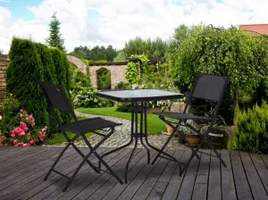 Zahradní stolek MultiGarden 80x80 cm černý/čiré sklo