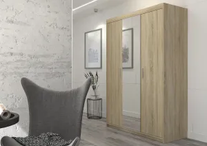 ArtLemp Šatníková skriňa ELLEN 3D so zrkadlom | dub sonoma