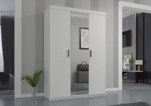 ArtLemp Šatníková skriňa ELLEN 3D so zrkadlom | biela