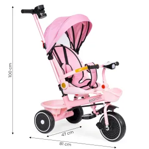 Dětská tříkolka - kočárek Ecotoys HEAVEN 2v1 růžová