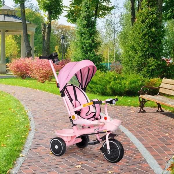 Dětská tříkolka - kočárek Ecotoys HEAVEN 2v1 růžová