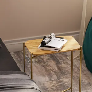Kalune Design Odkladací stolík Shb-003 z masívu zlatý/dub prírodný