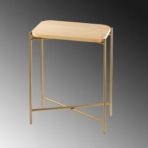 Kalune Design Odkladací stolík Shb-003 z masívu zlatý/dub prírodný