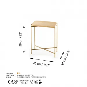 Kalune Design Odkladací stolík Shb-003 z masívu zlatý/dub prírodný