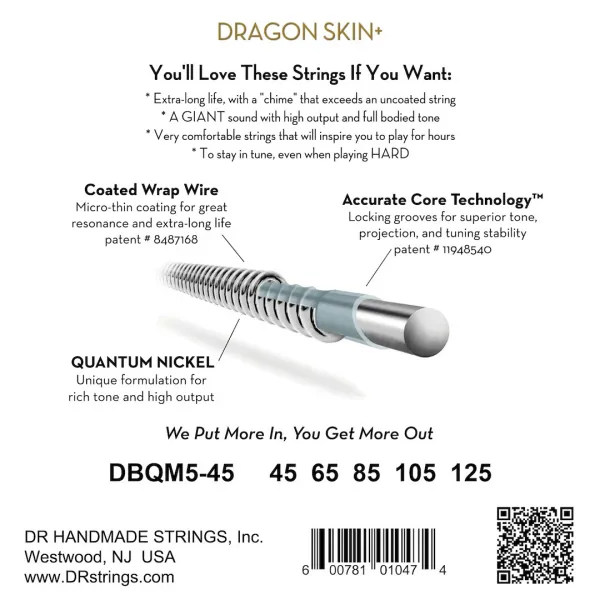 DR Strings Dragon Skin+ DBQM5-45