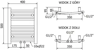 MEXEN - Ares vykurovací rebrík/radiátor 500 x 400 mm, 141 W, chróm W102-0500-400-00-01