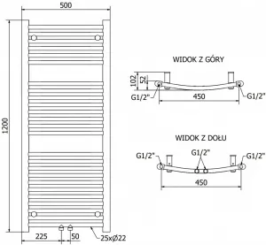 MEXEN - Ares vykurovací rebrík/radiátor 1200x500 mm, 531 W, biela W102-1200-500-00-20