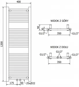 MEXEN/S - Mars radiátor + vykurovacia tyč 1200 x 400 mm, 600 W, čierna W110-1200-400-2600-70