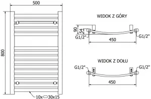 MEXEN - Helios vykurovací rebrík/radiátor 800 x 500 mm, 384 W, antracit W103-0800-500-00-66
