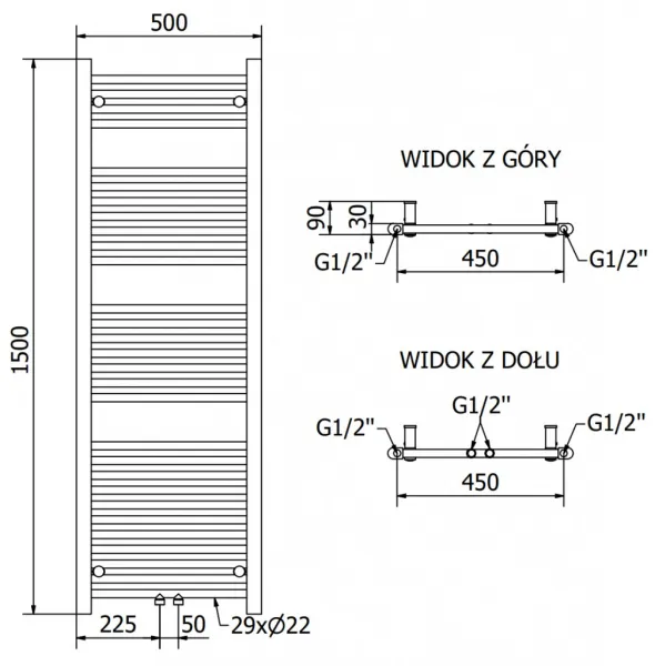 MEXEN/S - Mars radiátor + vykurovacia tyč 1500 x 500 mm, 600 W, biela W110-1500-500-2600-20
