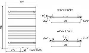 MEXEN - Hades vykurovací rebrík/radiátor 800 x 600 mm, 353 W, chróm W104-0800-600-00-01