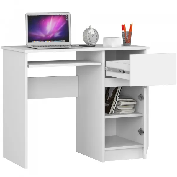 Ak furniture Písací stôl PIKSEL 90 cm biely pravý